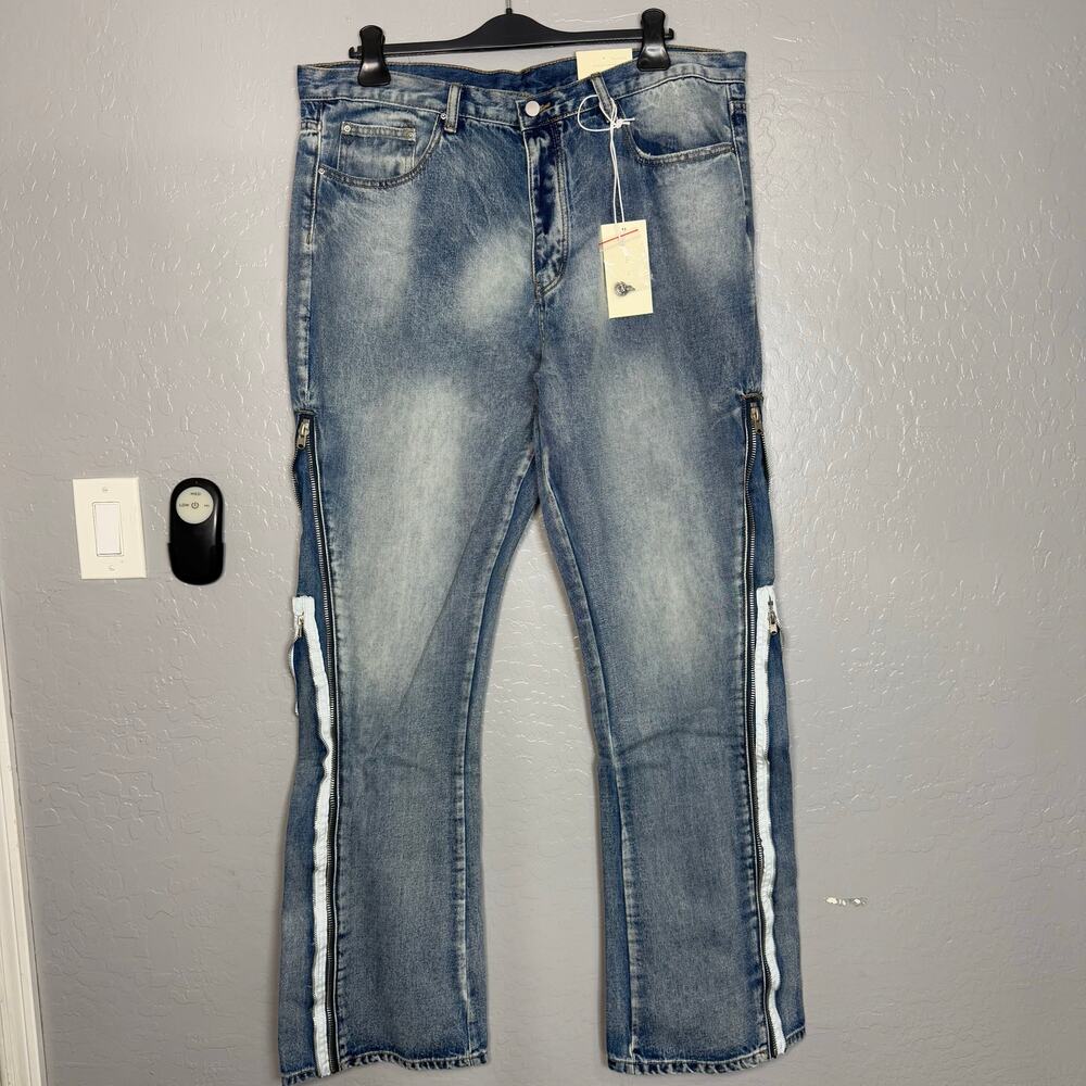 MNML Zipper Flare Denim Jeans, 40